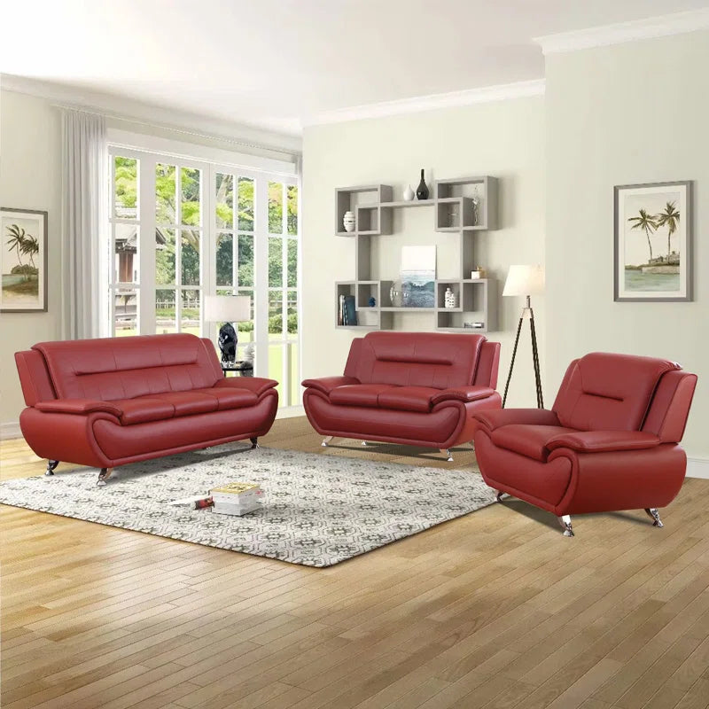 Ceitidh 3 - Piece Faux Leather Living Room Set
