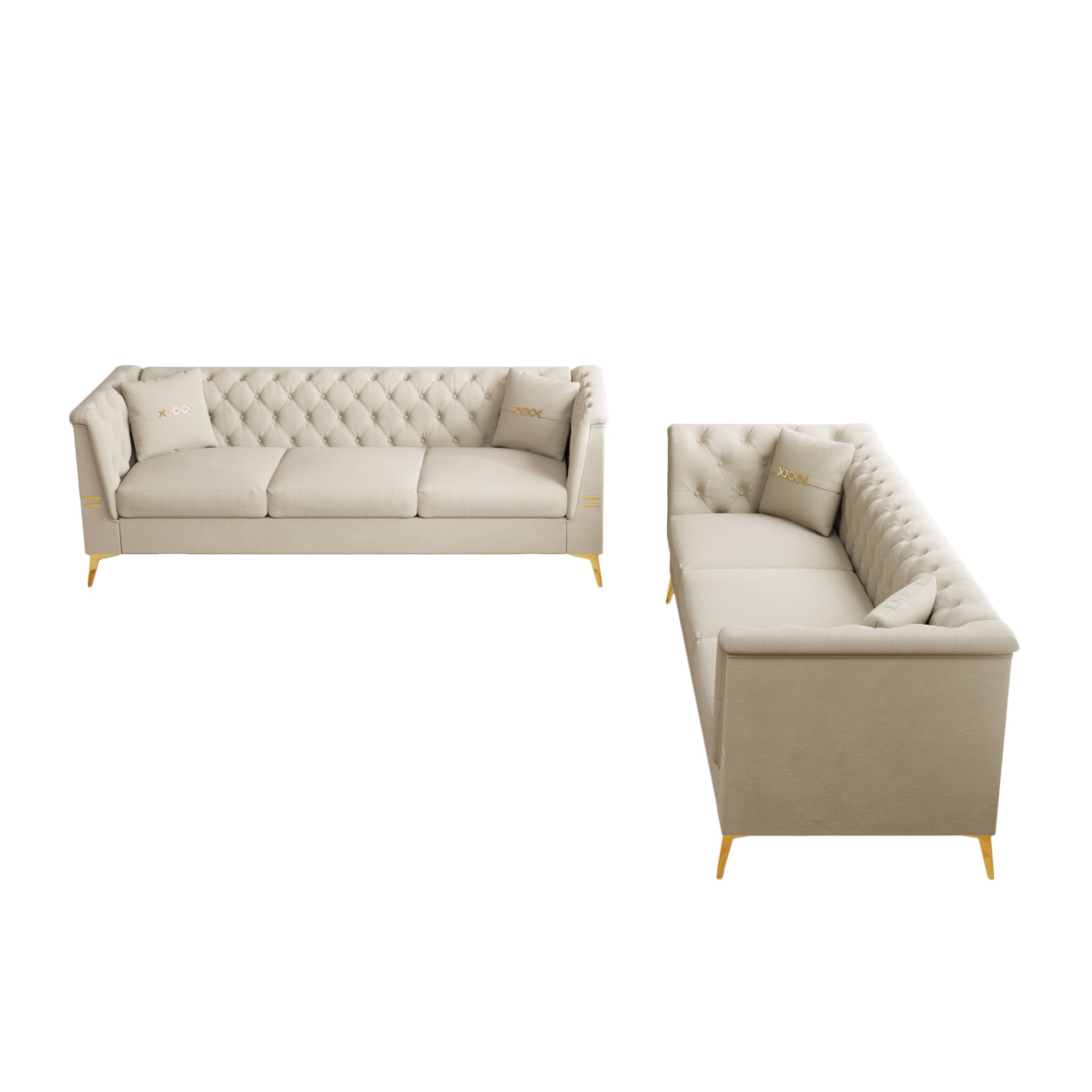 Modern Velvet Upholstered Sofa Set of 2