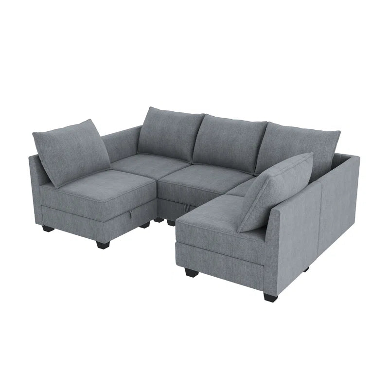 L-Shaped Modular Sectional Couch Reversible Modular Upholstered Sofa