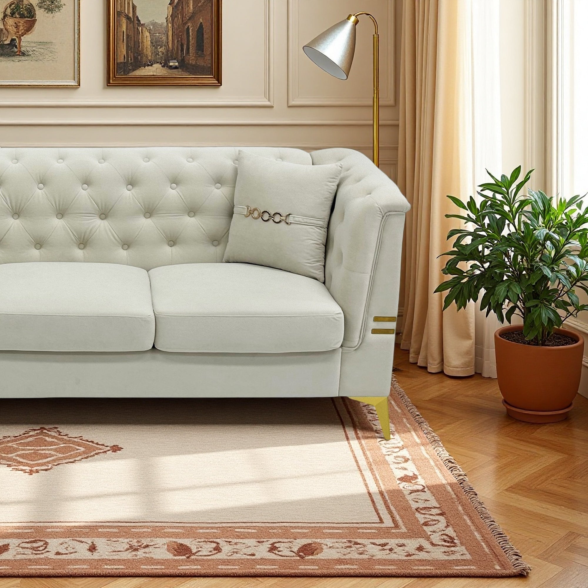 Modern Velvet Upholstered Sofa Set of 2