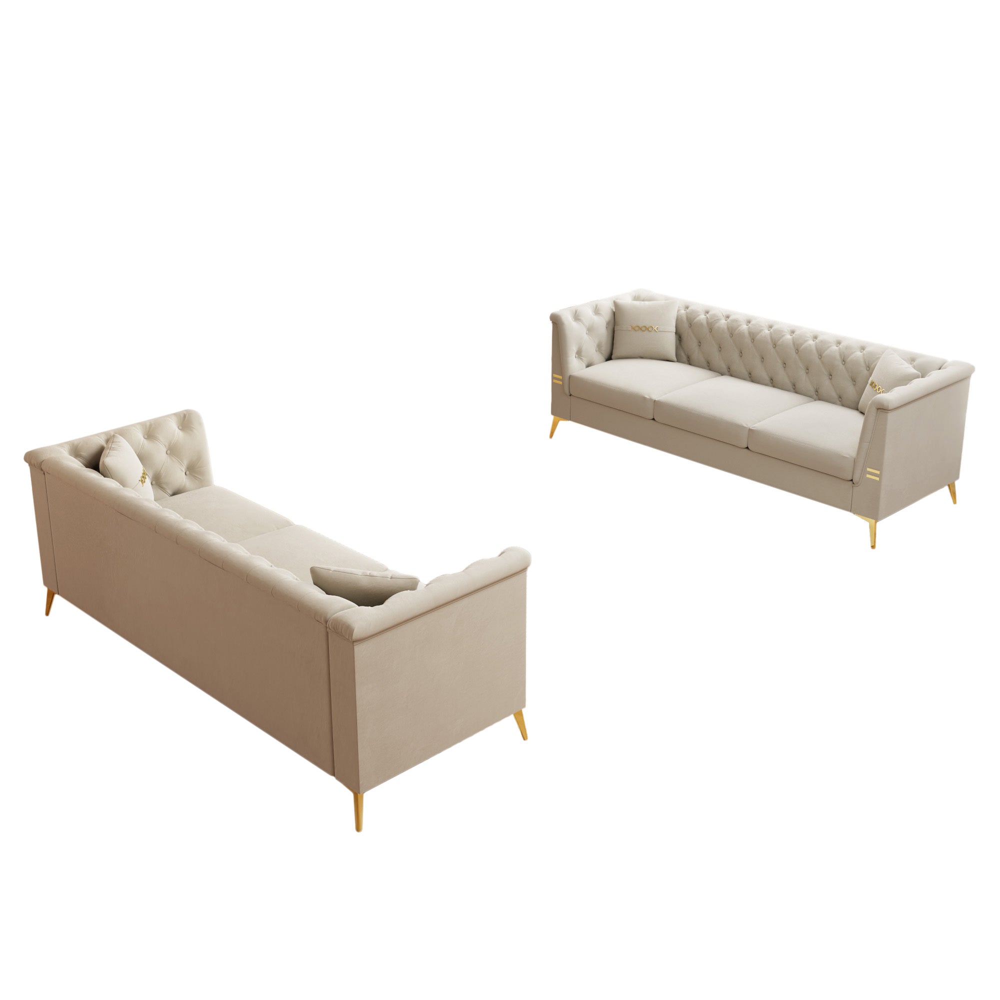 Modern Velvet Upholstered Sofa Set of 2