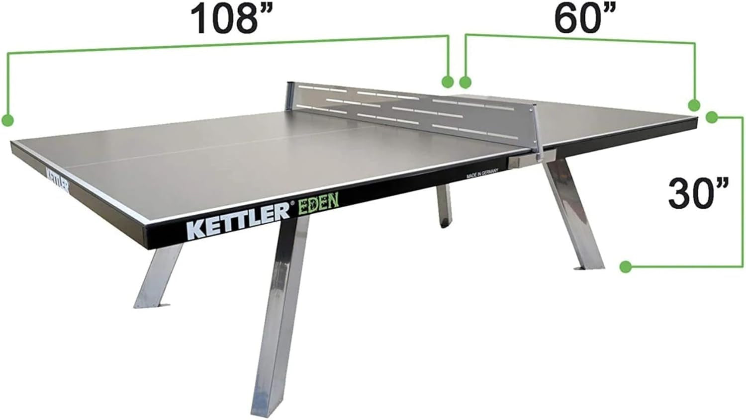 Eden Weatherproof Stationary Outdoor Table Tennis Table with Galvanized Steel Legs and Permanent Net and Post System