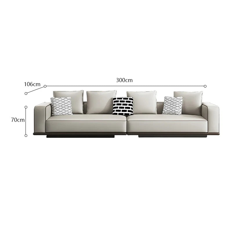 Bonney Rou-Lan Tofu Block Leather Sofa — First Layer Cowhide Minimalist Corner Sofa for Modern Living Spaces (260/300/340CM)