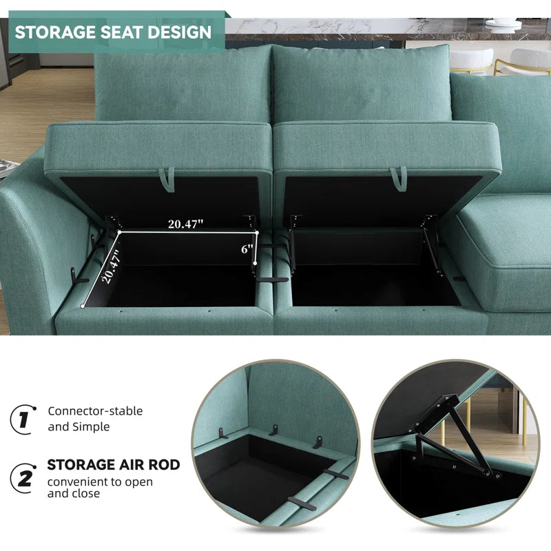 L-Shaped Modular Sectional Couch Reversible Modular Upholstered Sofa