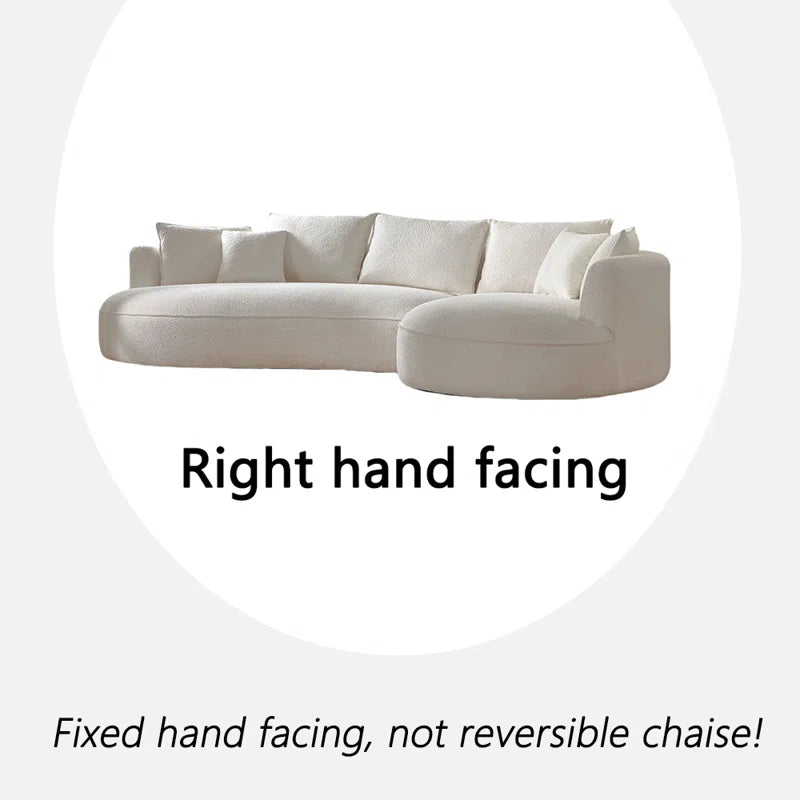 125" Modern Curved Sectional Sofa Couch with Chaise, Upholstery Boucle Sofa Couch with Pillows,Sectional Boucle Fabric Couch for Living Room