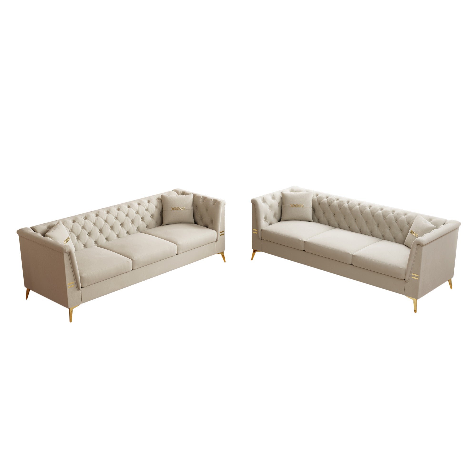 Modern Velvet Upholstered Sofa Set of 2