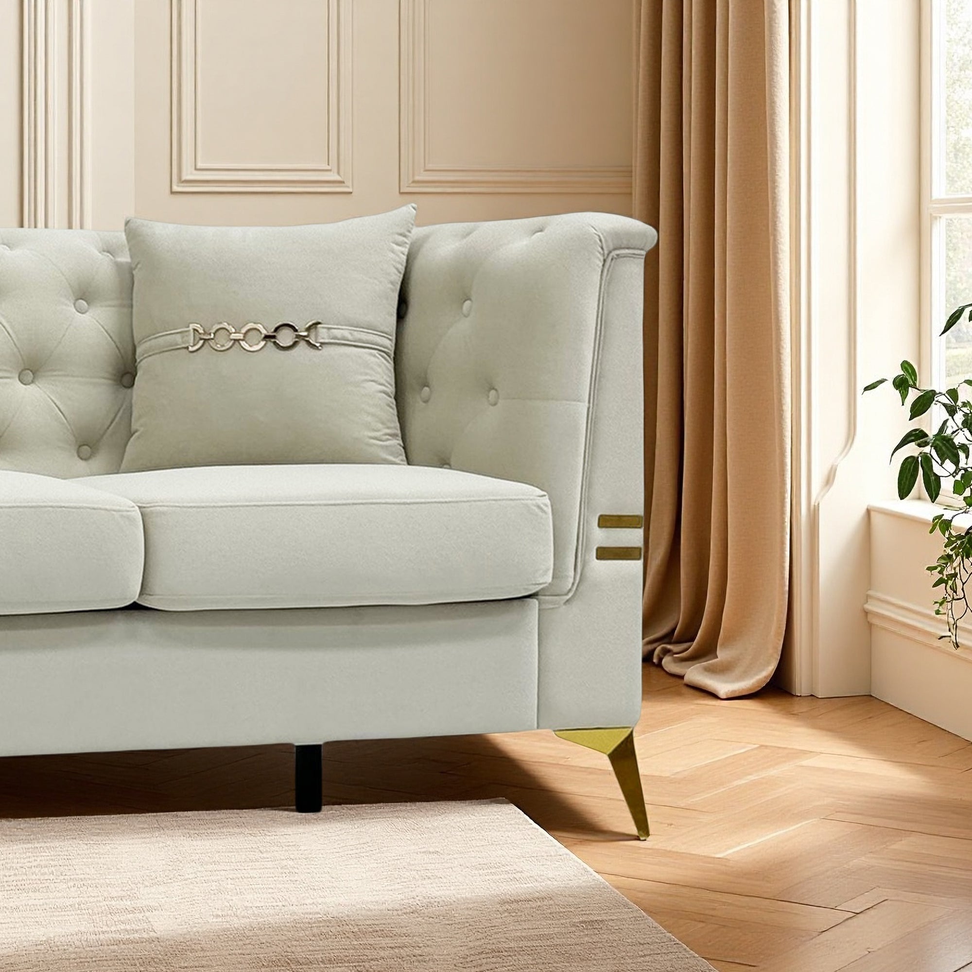 Modern Velvet Upholstered Sofa Set of 2