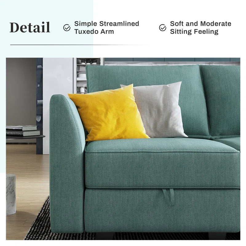 L-Shaped Modular Sectional Couch Reversible Modular Upholstered Sofa