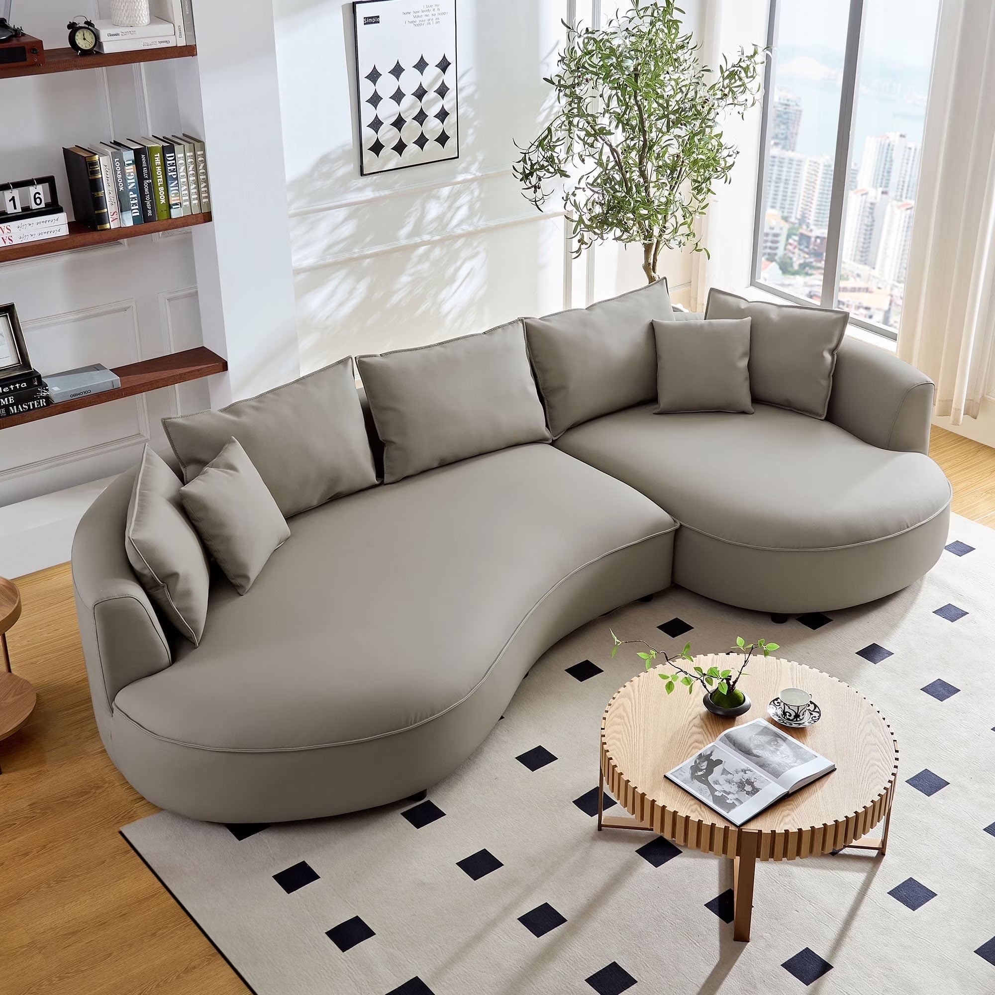 5-Seat Modern Sectional Curved Sofa Couch for Living Room, Apartment Office,Light Grey