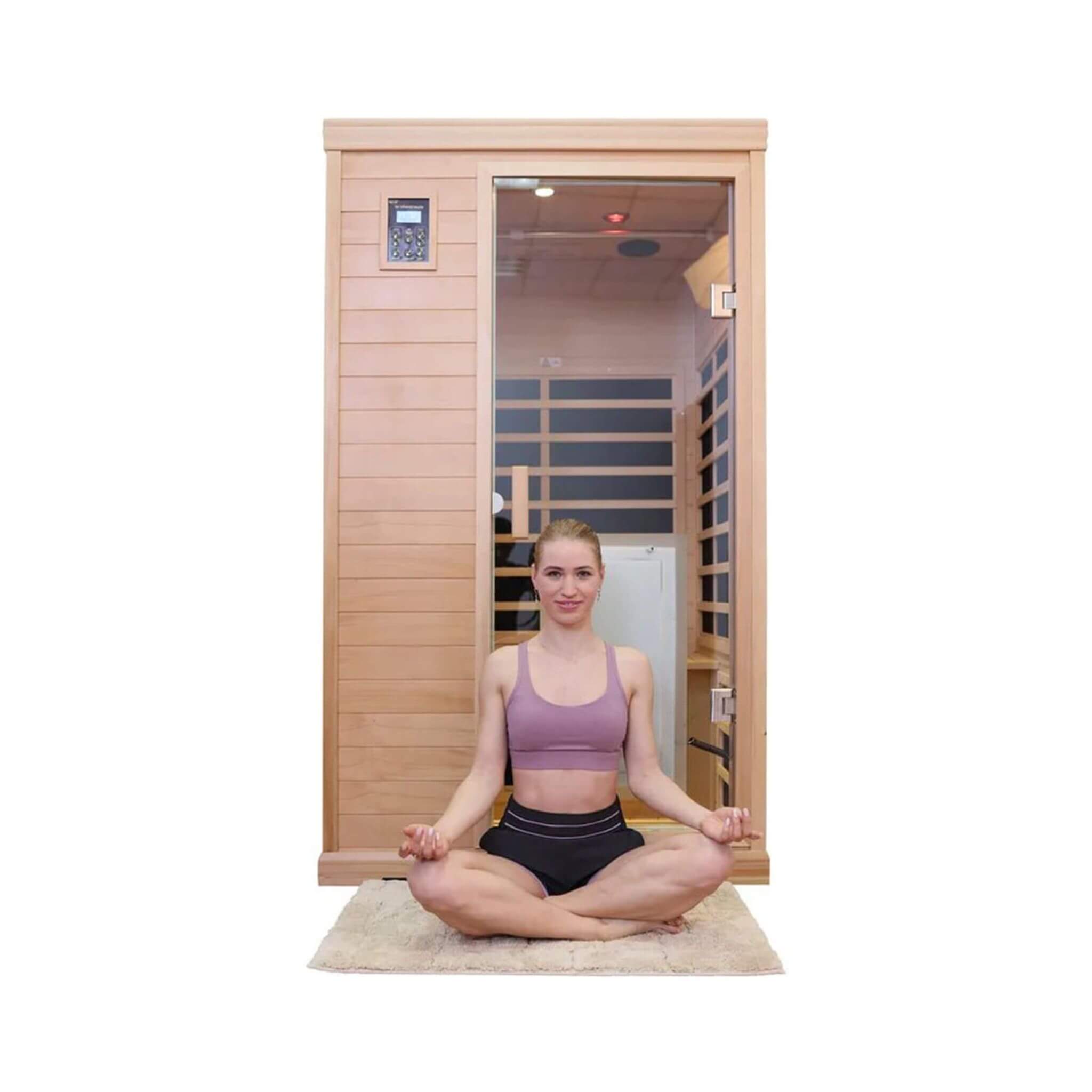 Thermora Luxury 2-Person Hemlock Wood FAR Infrared Sauna Room W/ Glass Door, 1750W (SAK81525)