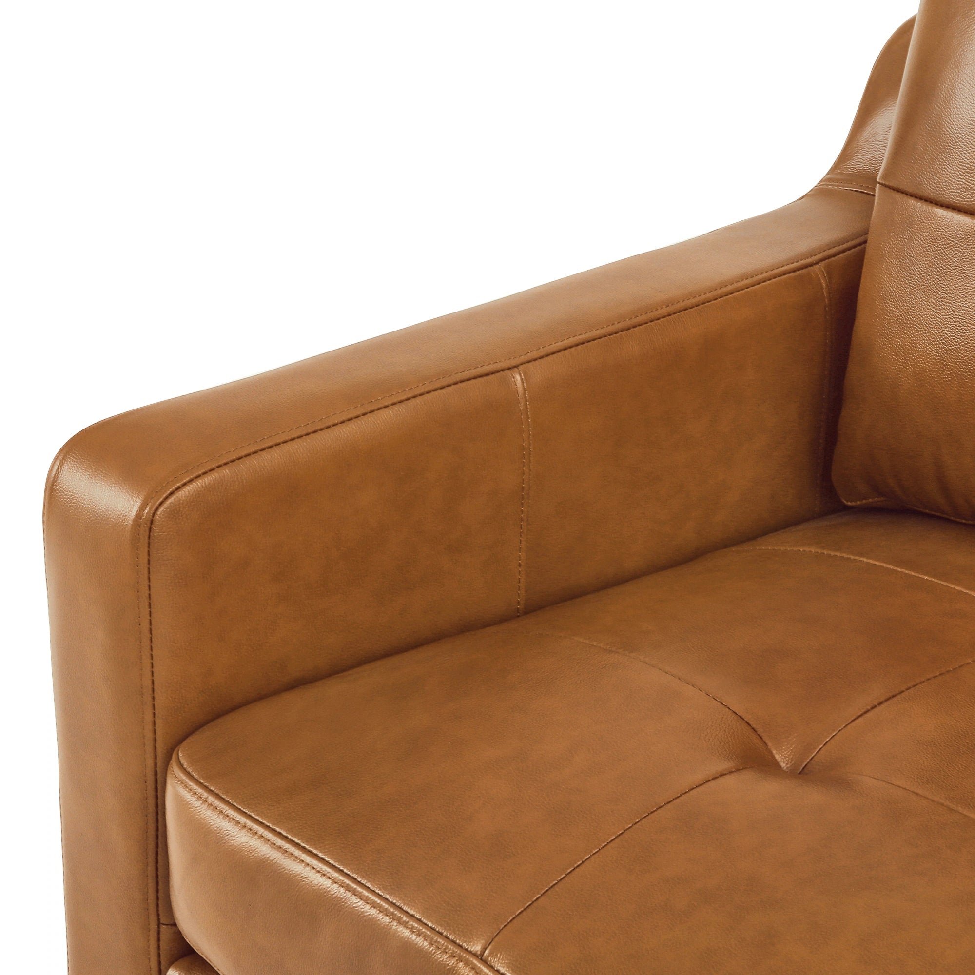 Genuine Leather Sofa Tufted Sectional Couch with Removable Cushions