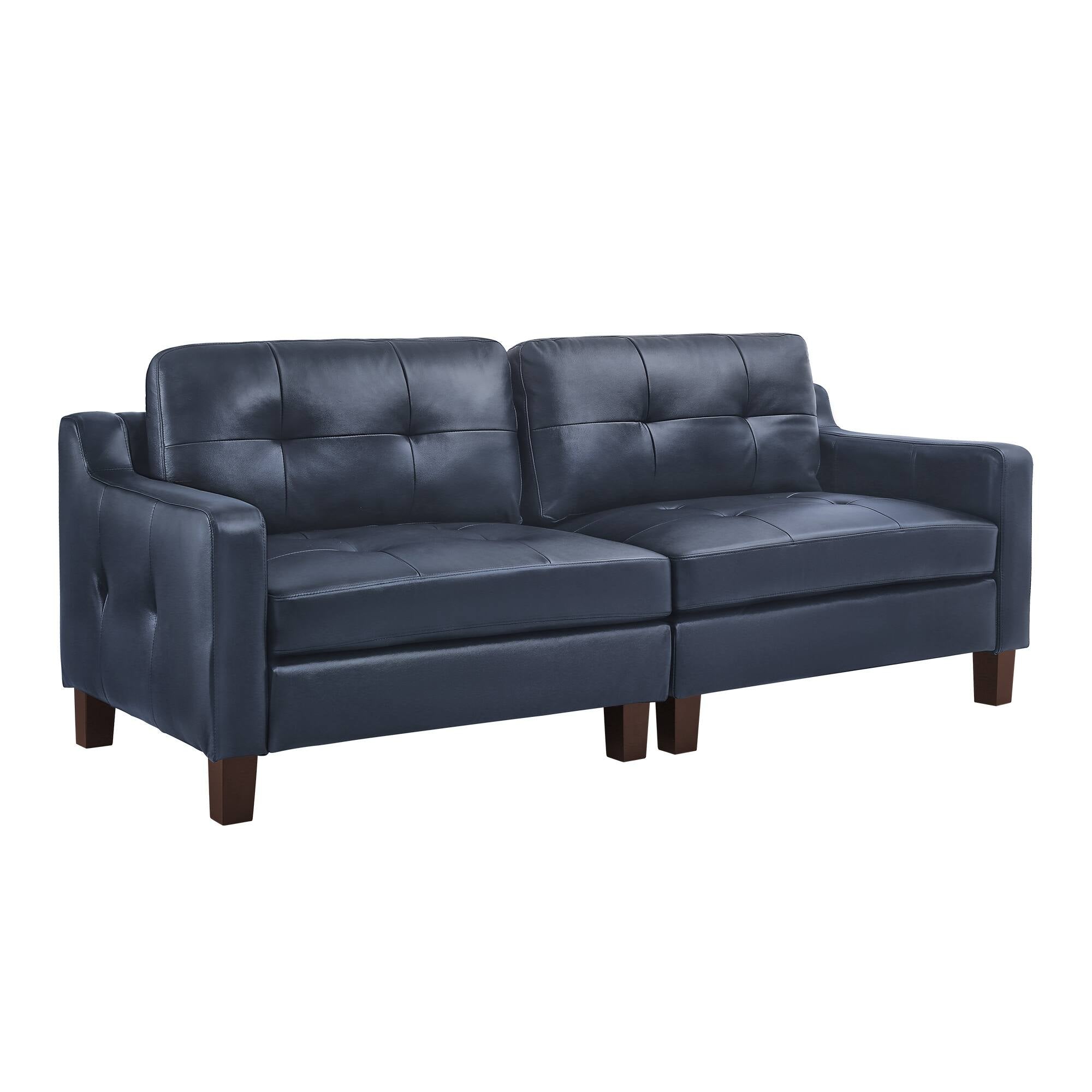 Genuine Leather Sofa Tufted Sectional Couch with Removable Cushions
