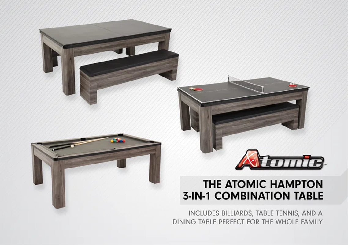 Hampton 3-In-1 Combination Table Includes Billiards, Table Tennis, & Dining Table