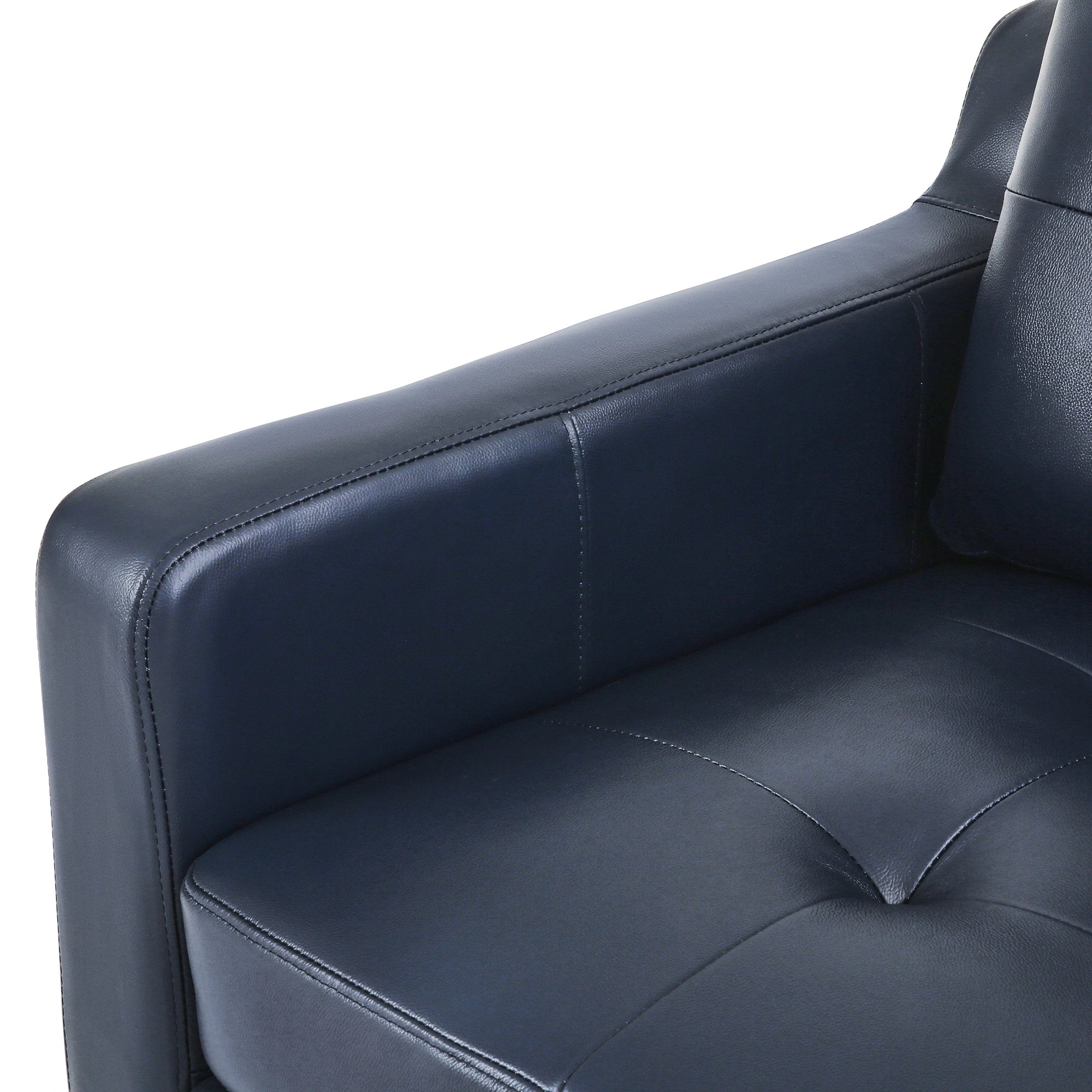 Genuine Leather Sofa Tufted Sectional Couch with Removable Cushions