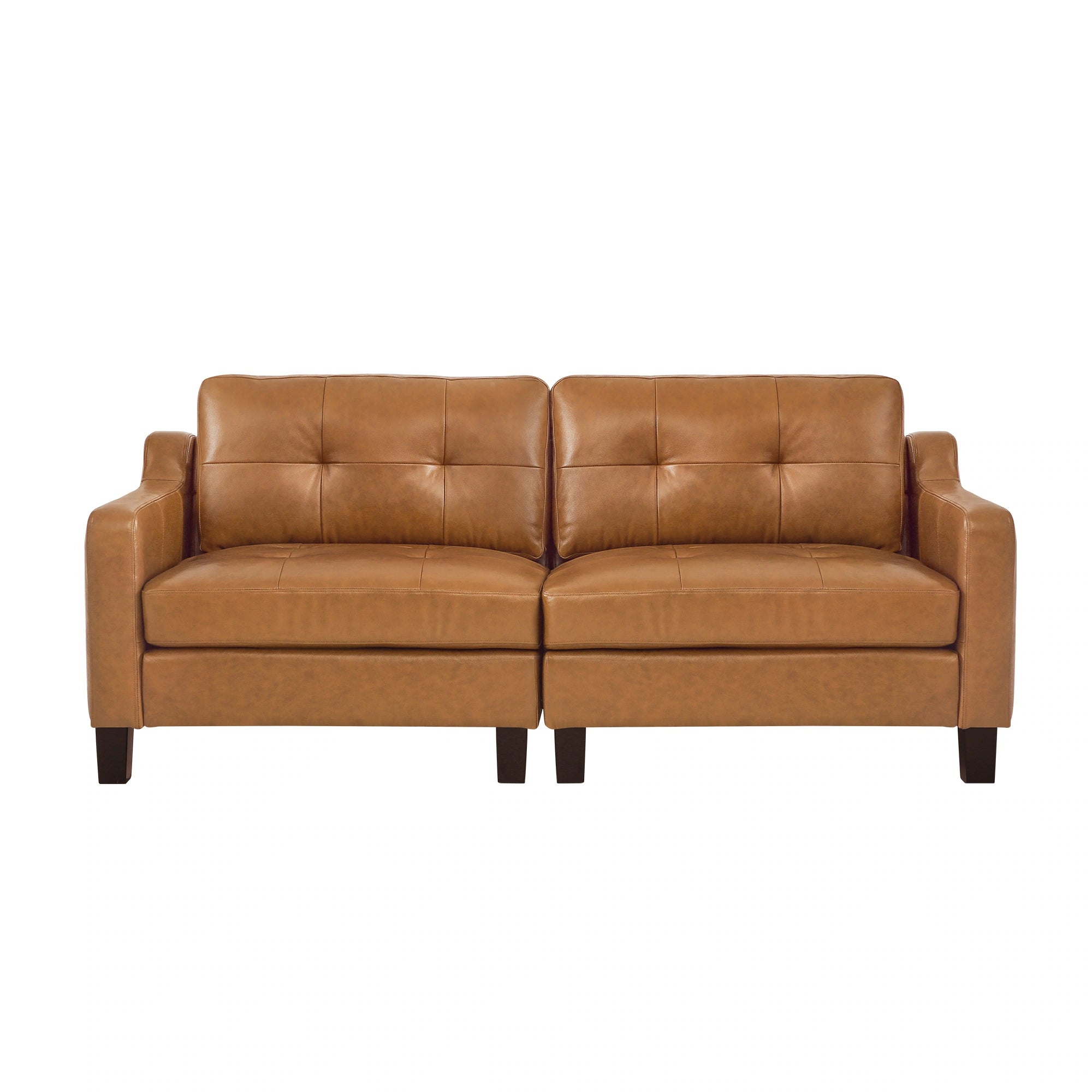 Genuine Leather Sofa Tufted Sectional Couch with Removable Cushions