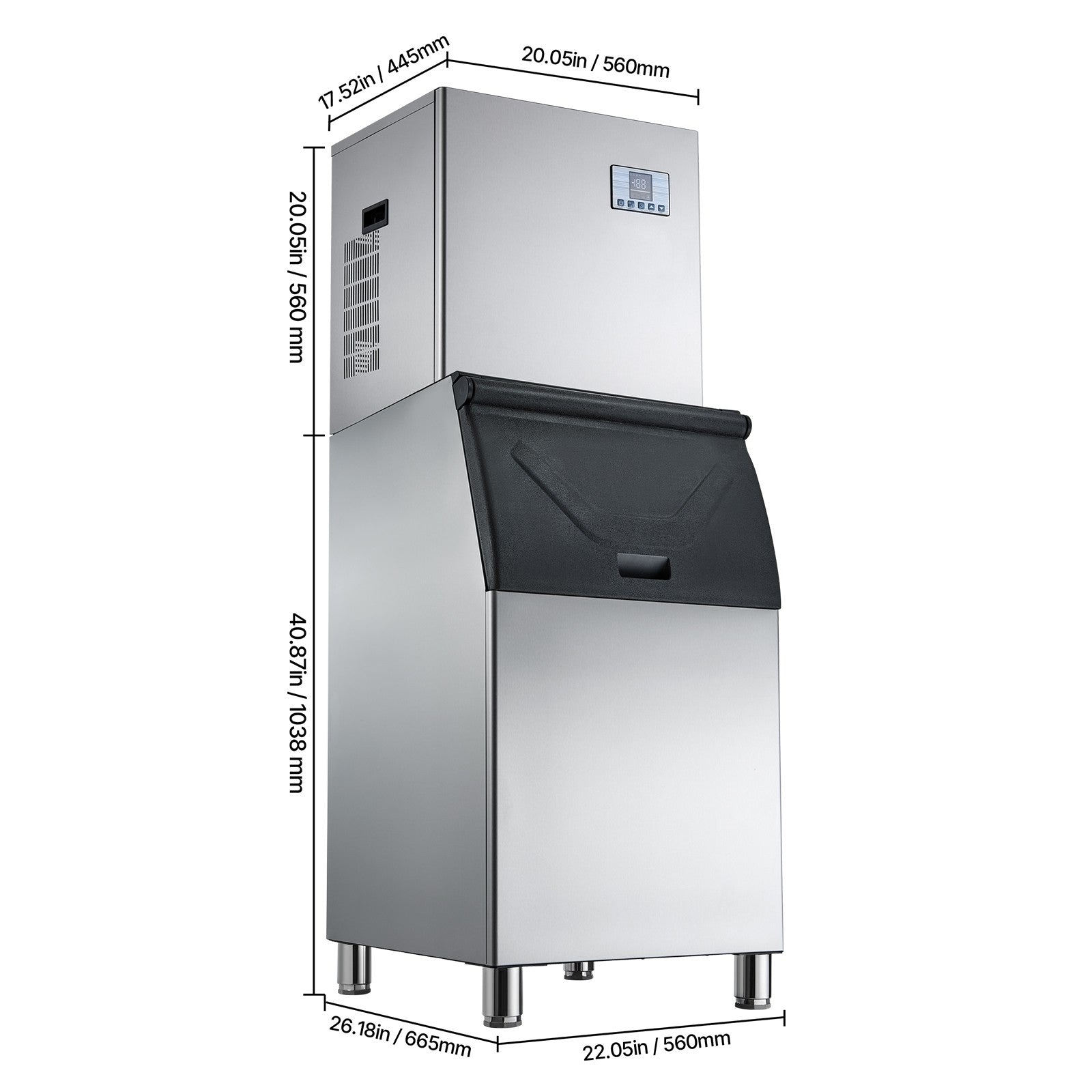 Uimoso Commercial Ice Maker Machine 400LBS Daily Output with 300LBS Storage