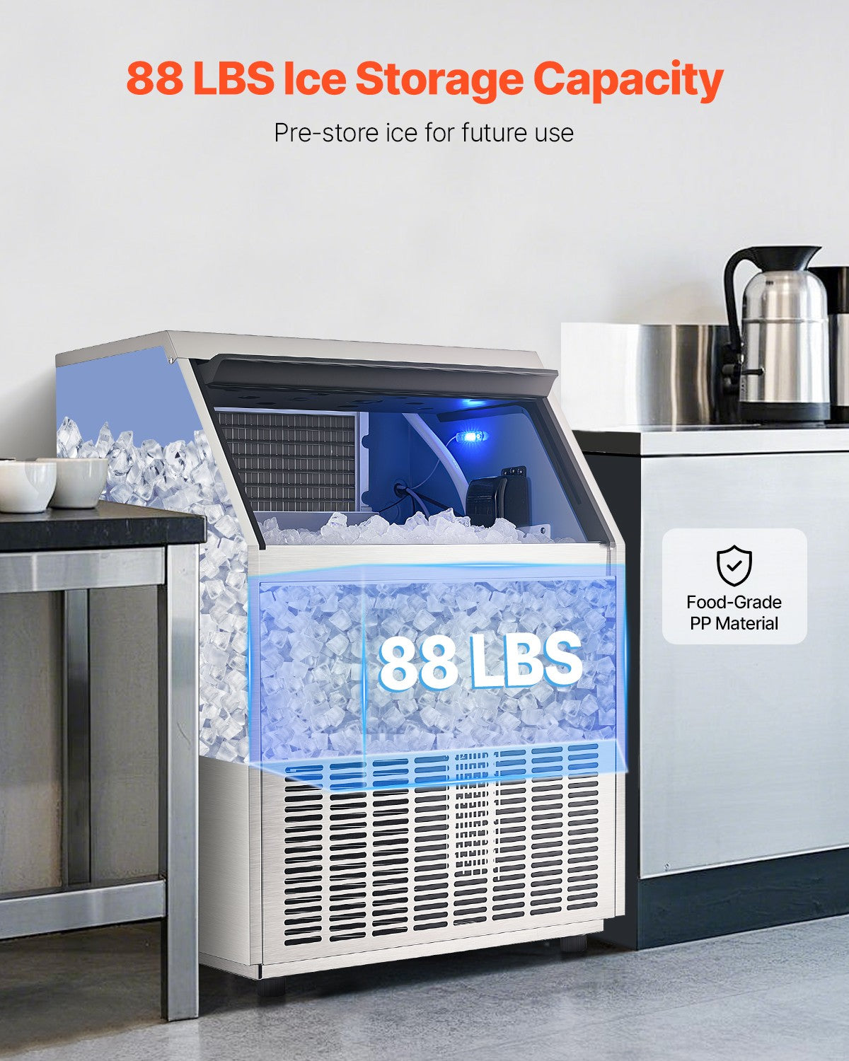 VEVOR Commercial Ice Maker Freestanding Cabinet Machine 265Lbs/24H 126 Ice Cubes