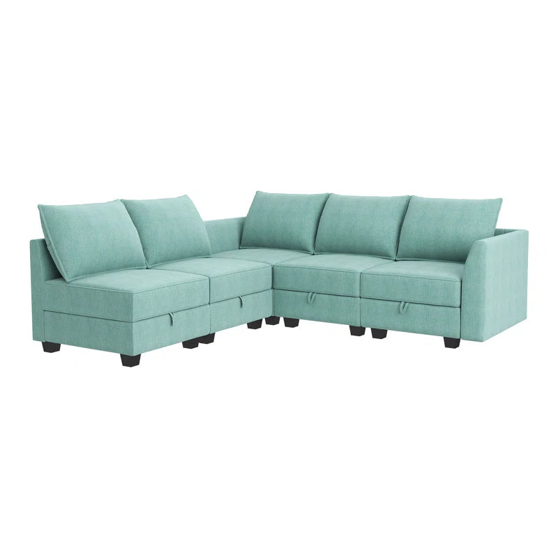 L-Shaped Modular Sectional Couch Reversible Modular Upholstered Sofa