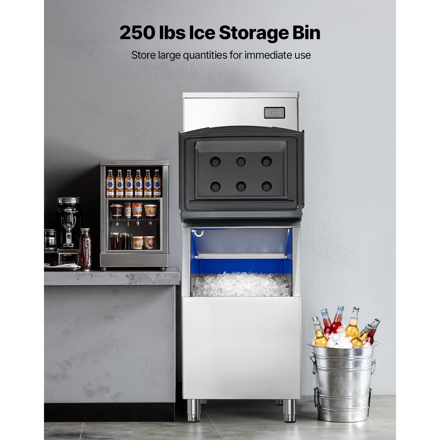 Uimoso Commercial Ice Maker 650LBS/24H Industrial Ice Machine Self-Cleaning