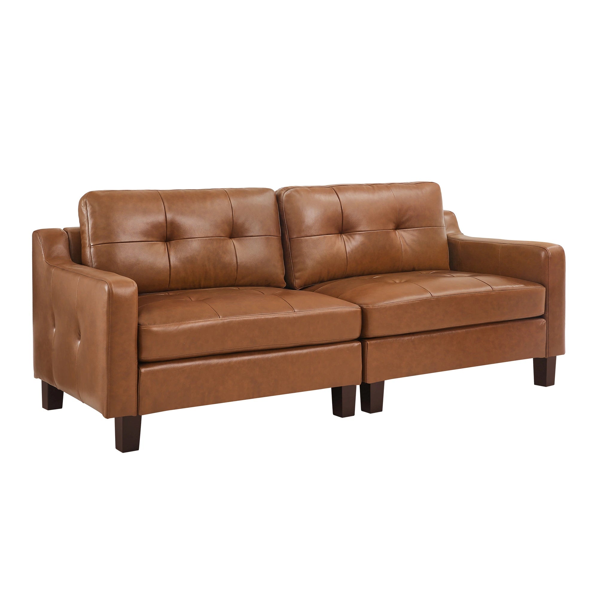 Genuine Leather Sofa Tufted Sectional Couch with Removable Cushions