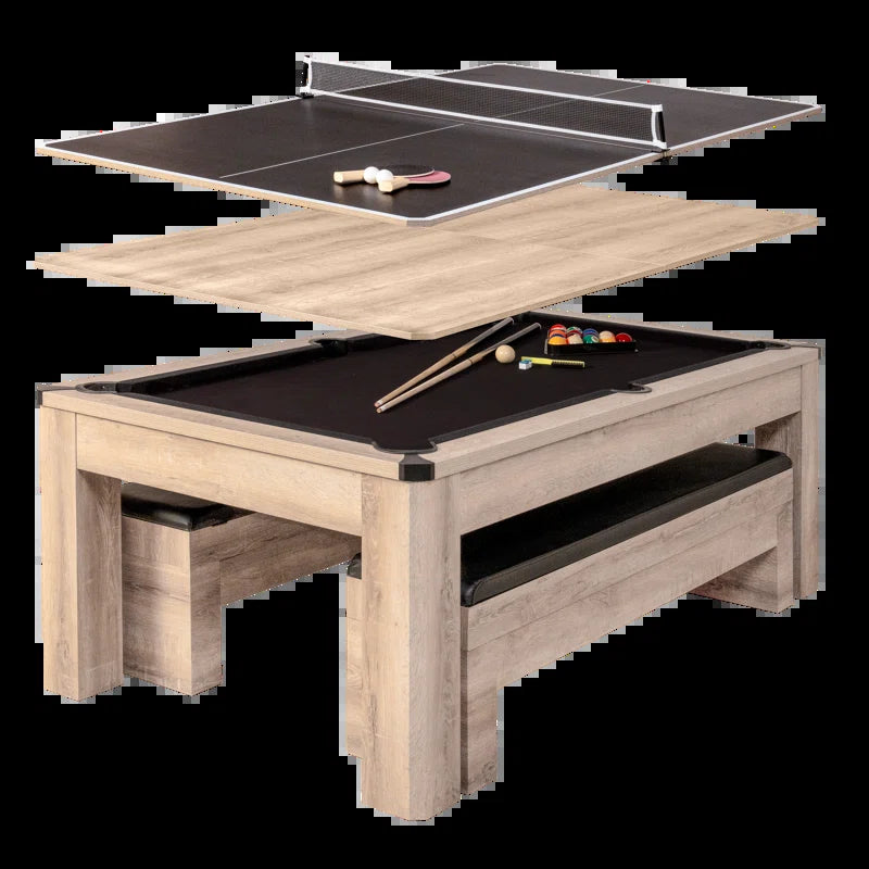 Hampton 3-In-1 Combination Table Includes Billiards, Table Tennis, & Dining Table