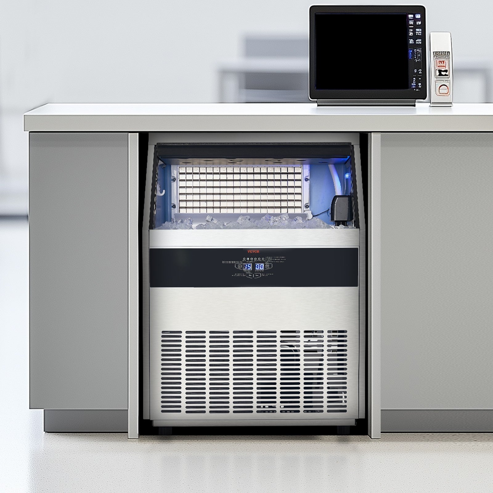 VEVOR Commercial Ice Maker Freestanding Cabinet Machine 265Lbs/24H 126 Ice Cubes