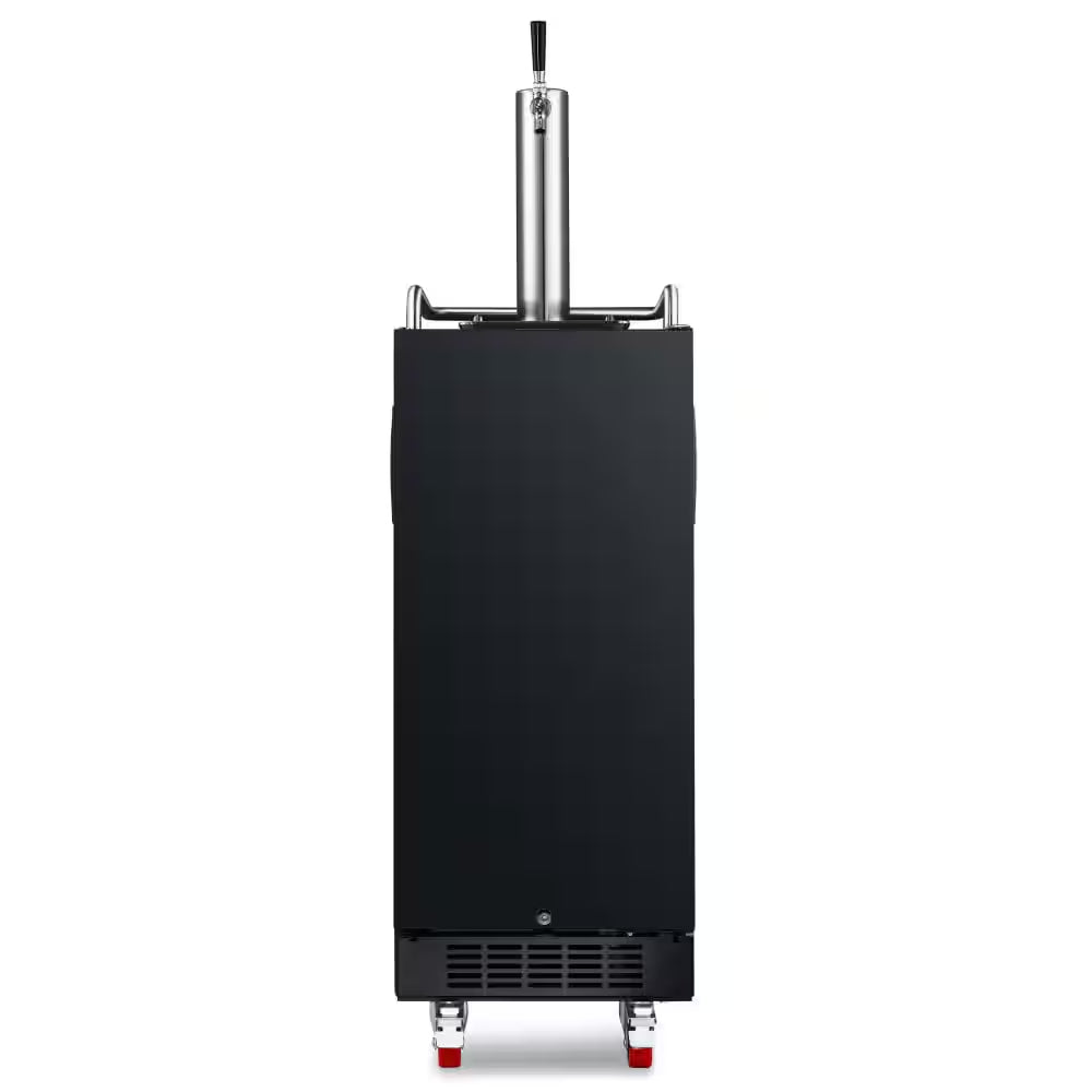 Single Tap 15 In. 1/4 Barrel Beer Keg Dispenser with Forced Air Refrigeration and Air Cooled Beer Tower in Black
