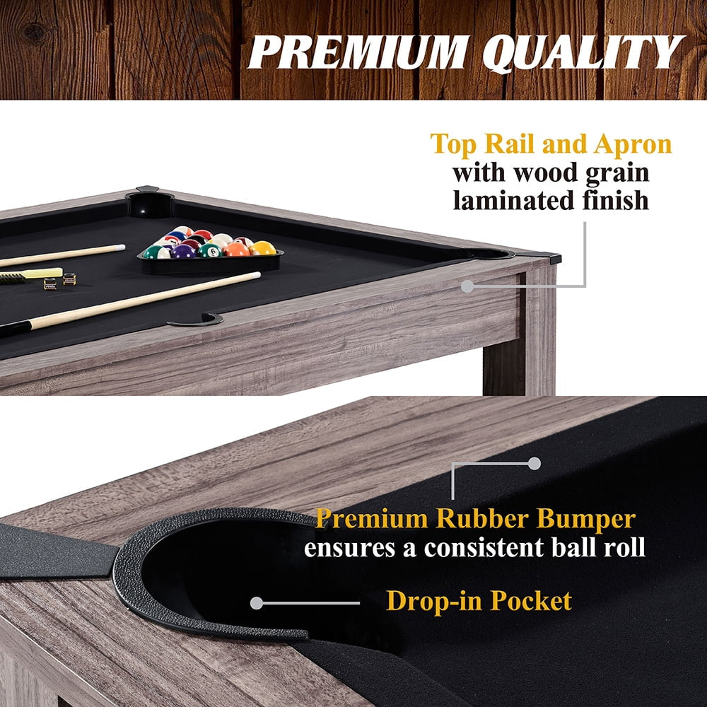 7 Ft. Monteray Pool Table, 3-In-1 Dining Top, Table Tennis with Accessories, Brown, by