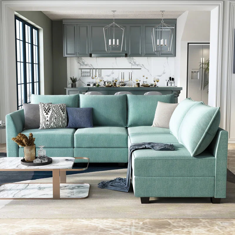 L-Shaped Modular Sectional Couch Reversible Modular Upholstered Sofa