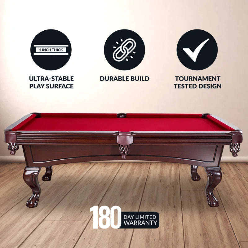 Hathaway Augusta 8 Ft Furniture Pool Table – Includes Cue Sticks, Billiard Balls – Classic Design Perfect for Family, Home, Dining, or Living Room