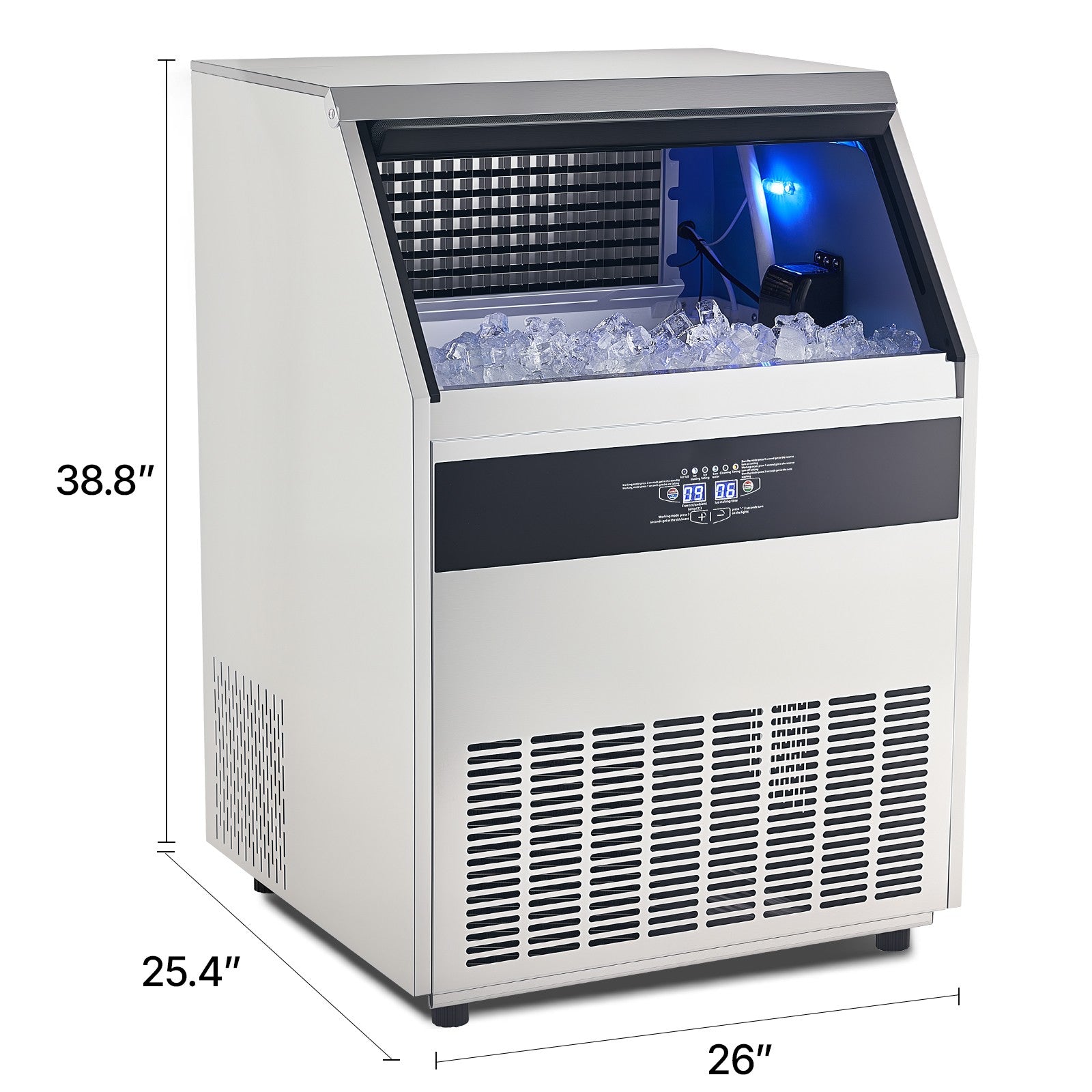 440Lbs/24H Commercial Ice Maker Freestanding Built-In Ice Machine W/Water Pump