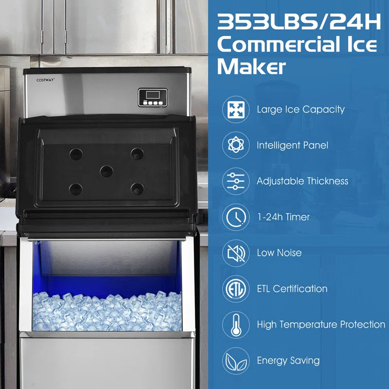 353 Lb. Daily Production Cube Ice Freestanding Ice Maker