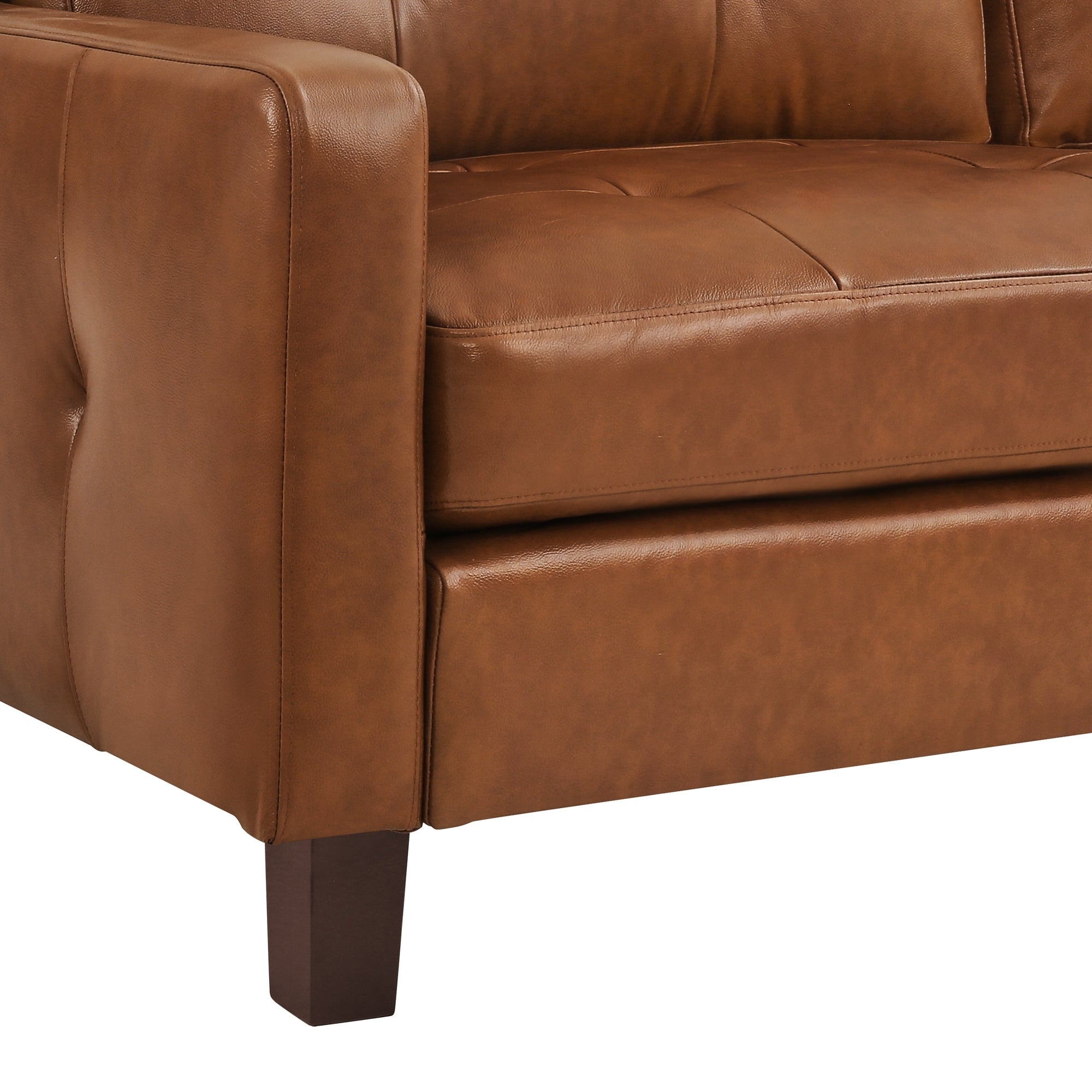 Genuine Leather Sofa Tufted Sectional Couch with Removable Cushions
