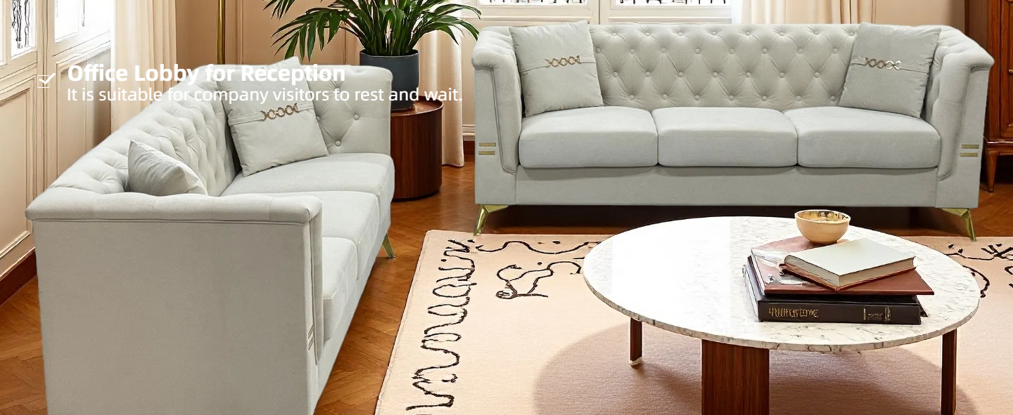 Modern Velvet Upholstered Sofa Set of 2
