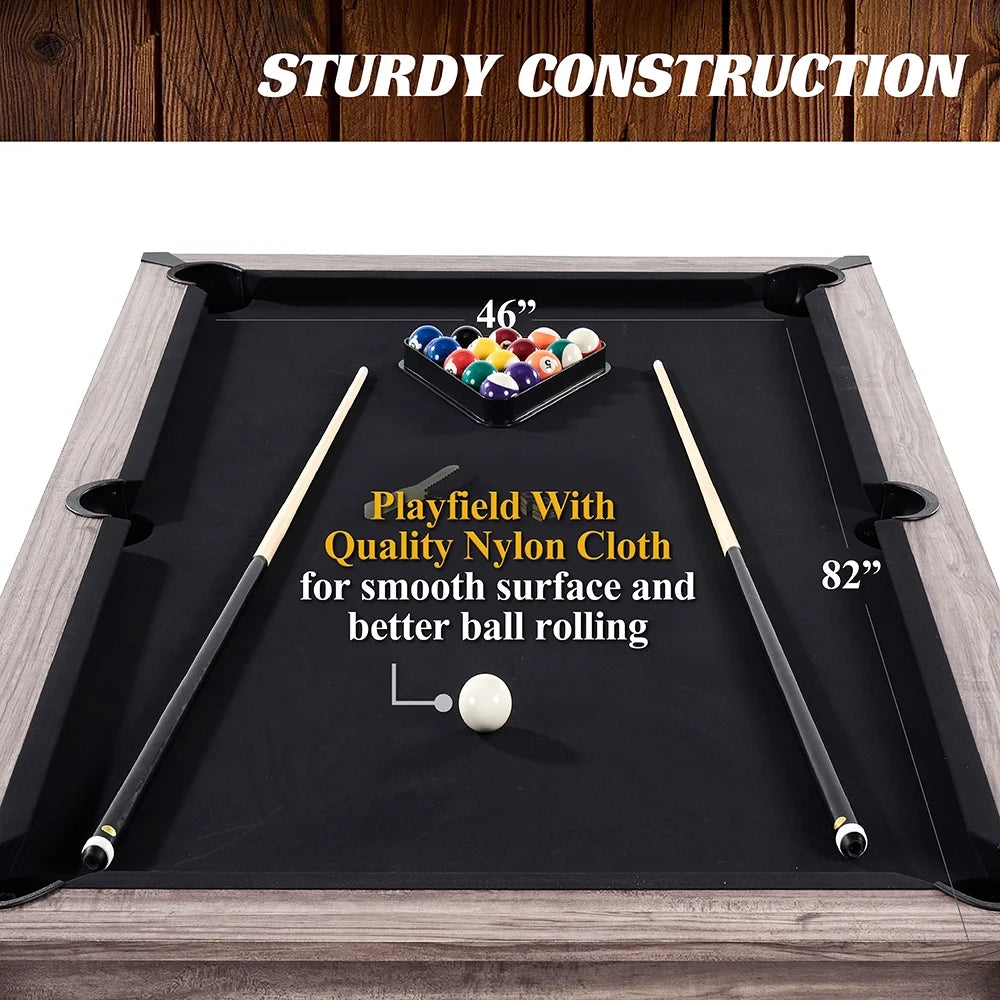 7 Ft. Monteray Pool Table, 3-In-1 Dining Top, Table Tennis with Accessories, Brown, by