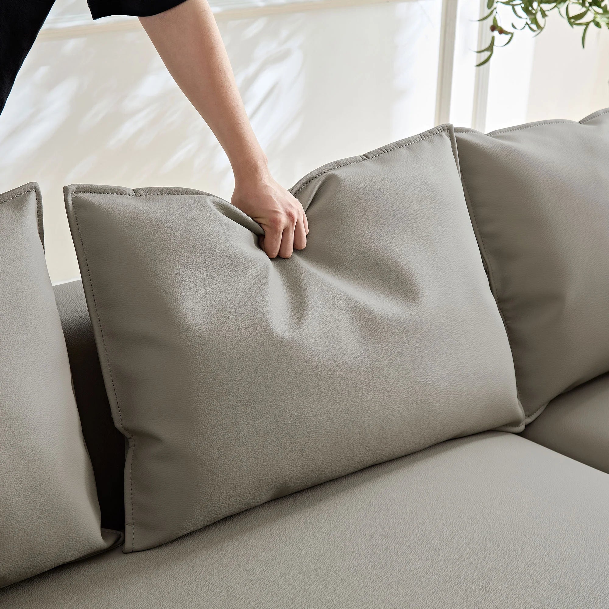 5-Seat Modern Sectional Curved Sofa Couch for Living Room, Apartment Office,Light Grey