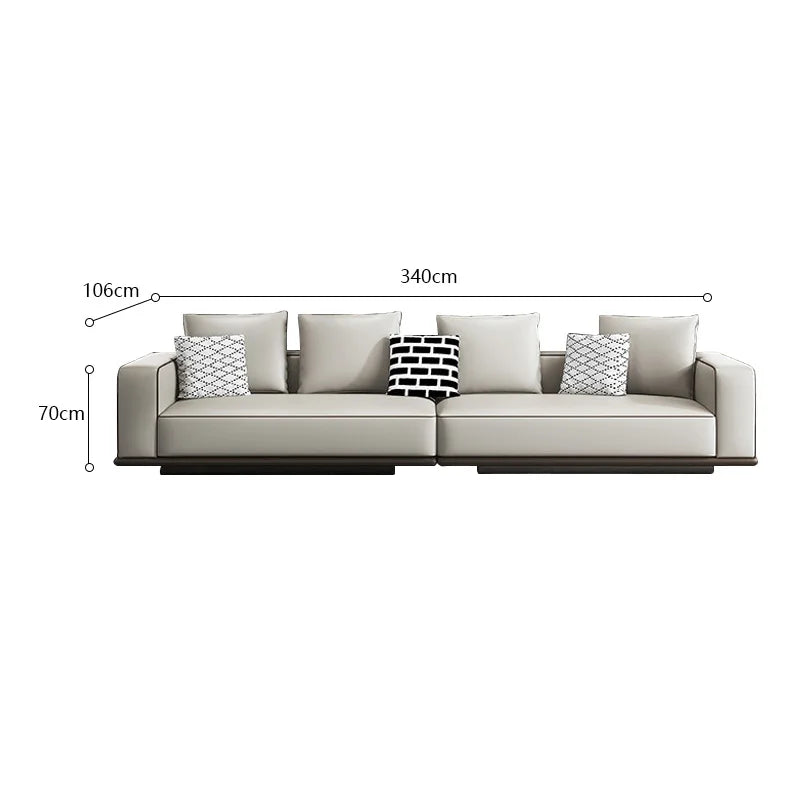 Bonney Rou-Lan Tofu Block Leather Sofa — First Layer Cowhide Minimalist Corner Sofa for Modern Living Spaces (260/300/340CM)
