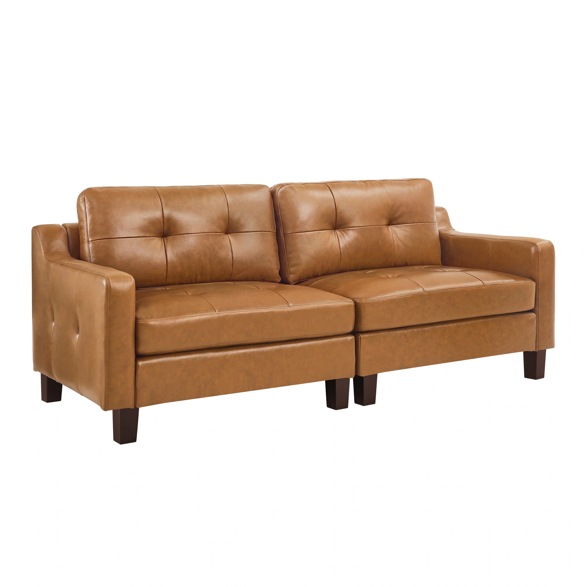 Genuine Leather Sofa Tufted Sectional Couch with Removable Cushions