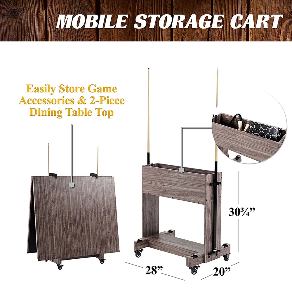 7 Ft. Monteray Pool Table, 3-In-1 Dining Top, Table Tennis with Accessories, Brown, by