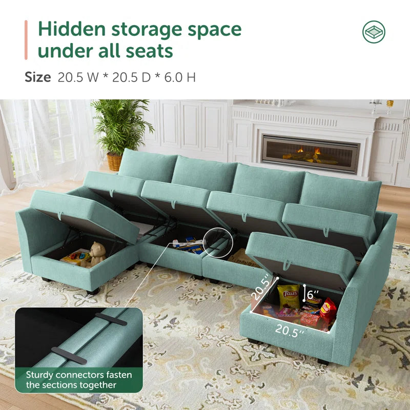 L-Shaped Modular Sectional Couch Reversible Modular Upholstered Sofa