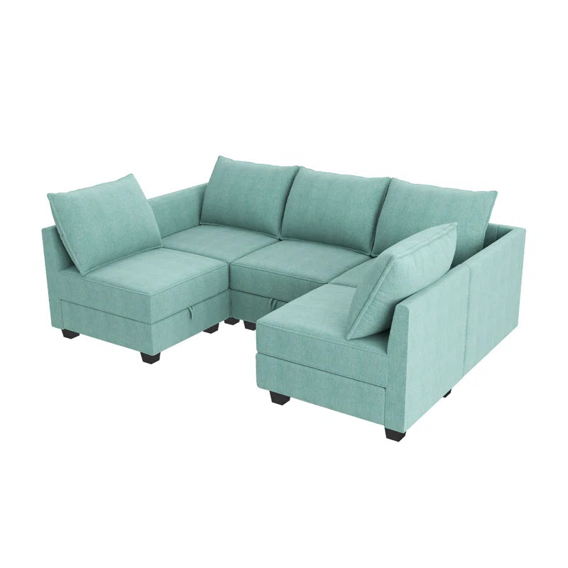 L-Shaped Modular Sectional Couch Reversible Modular Upholstered Sofa