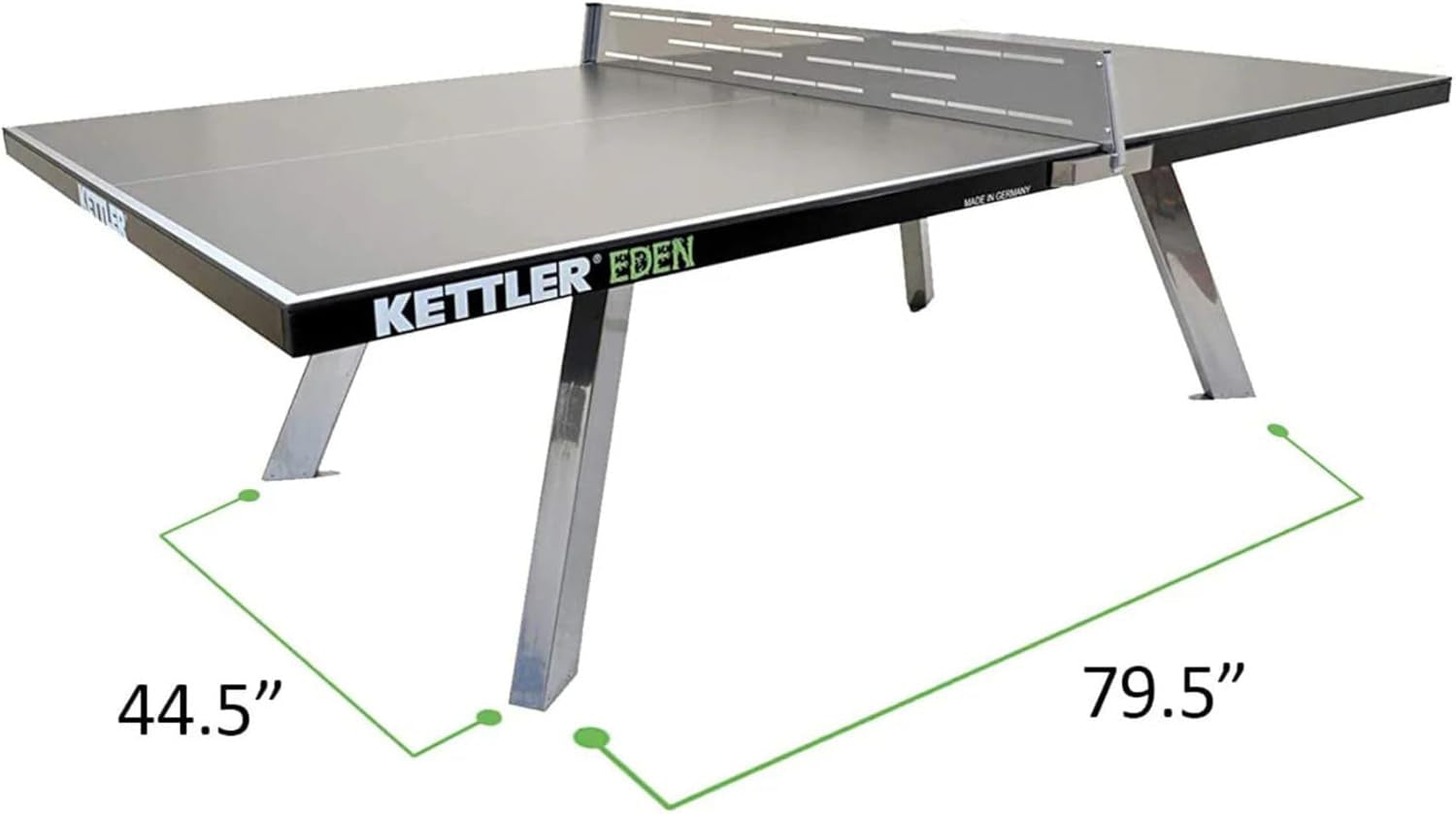 Eden Weatherproof Stationary Outdoor Table Tennis Table with Galvanized Steel Legs and Permanent Net and Post System