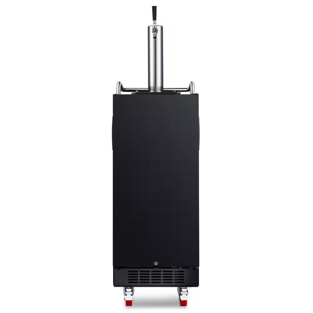 Single Tap 15 In. 1/4 Barrel Beer Keg Dispenser with Forced Air Refrigeration and Air Cooled Beer Tower in Black