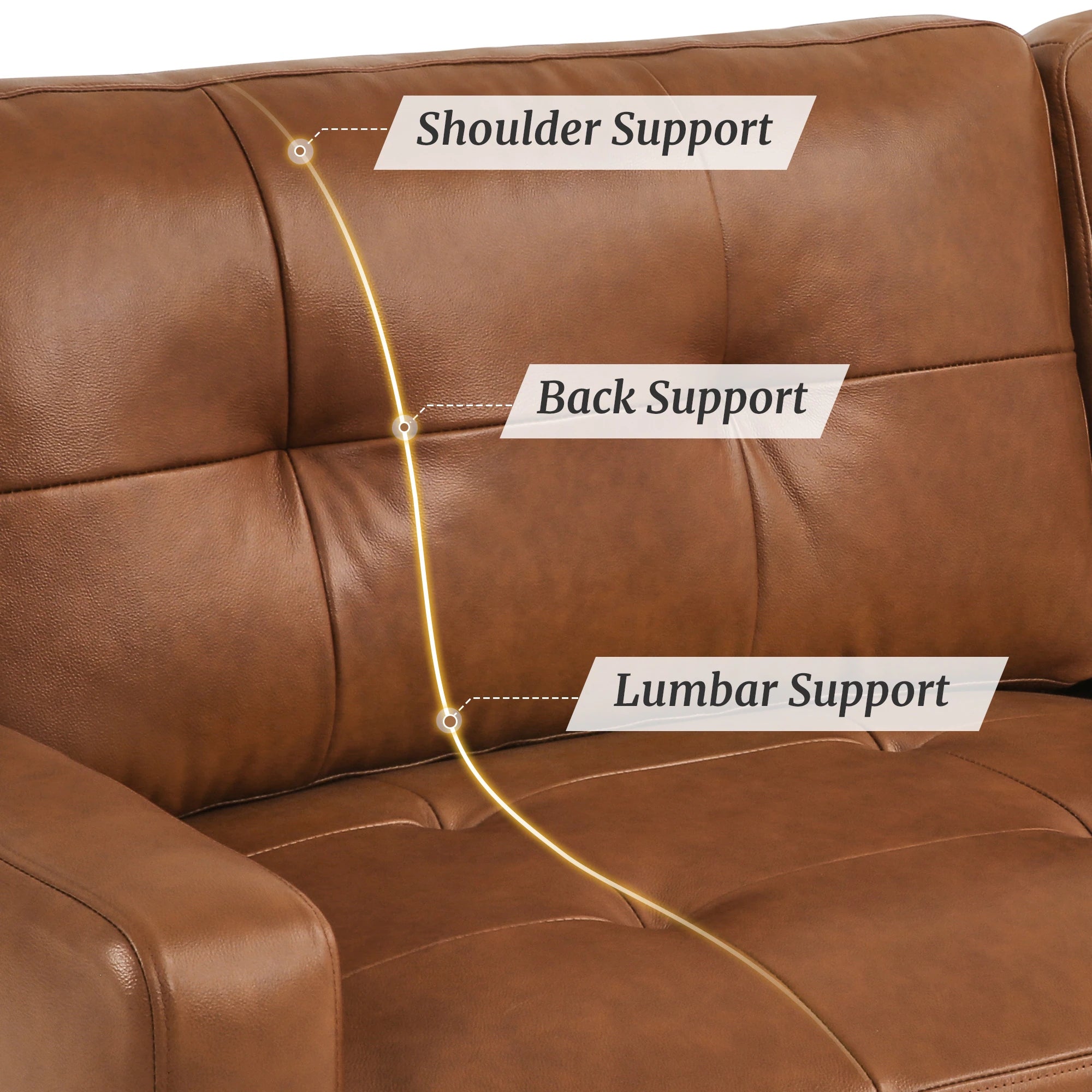 Genuine Leather Sofa Tufted Sectional Couch with Removable Cushions