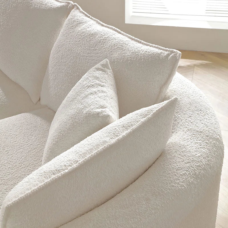 125" Modern Curved Sectional Sofa Couch with Chaise, Upholstery Boucle Sofa Couch with Pillows,Sectional Boucle Fabric Couch for Living Room