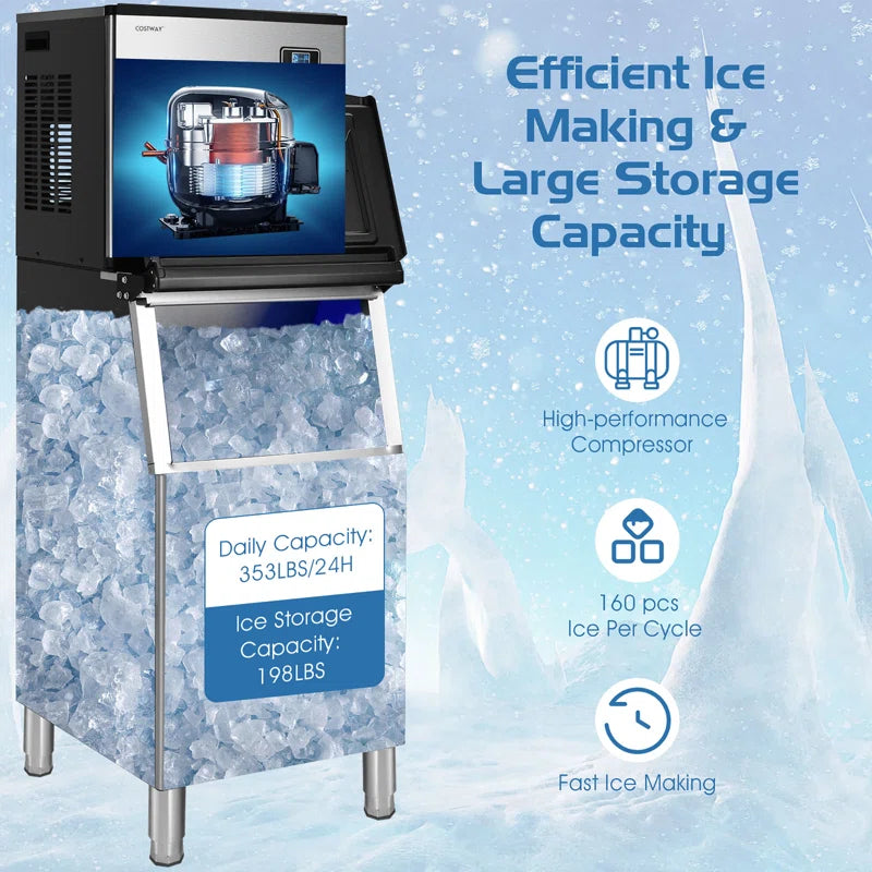 353 Lb. Daily Production Cube Ice Freestanding Ice Maker