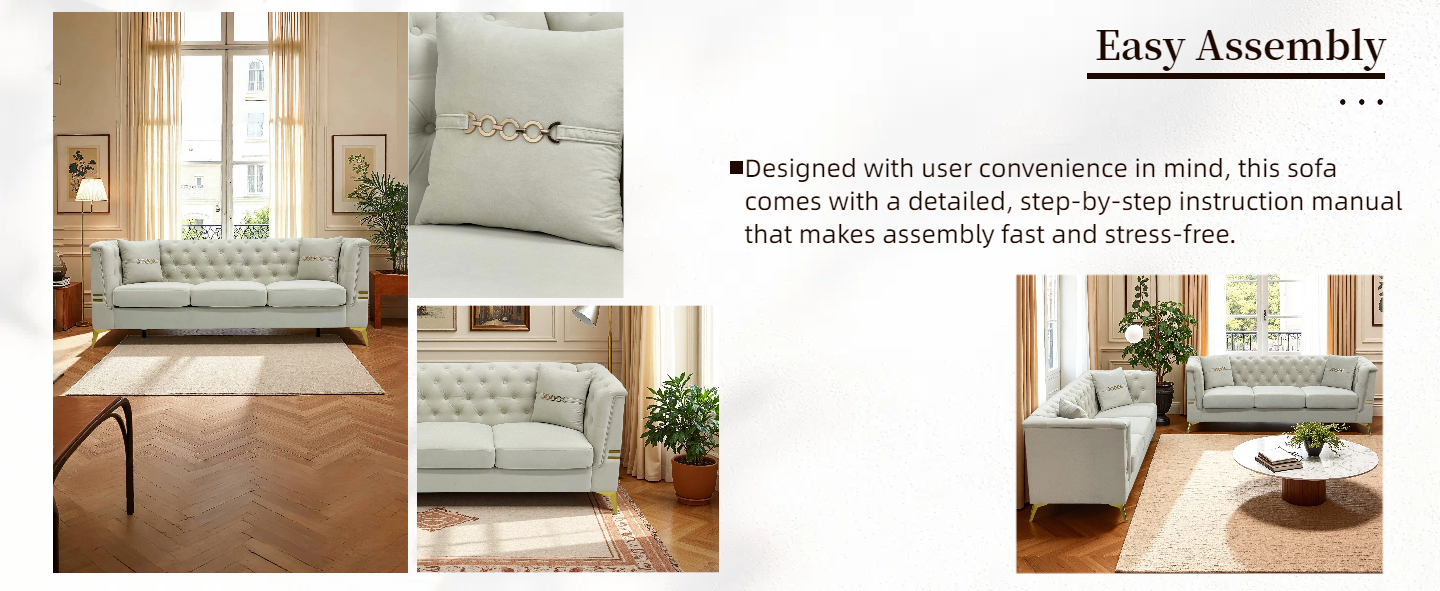 Modern Velvet Upholstered Sofa Set of 2