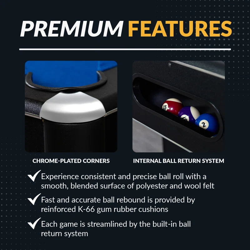 Hathaway Hustler Tournament Pool Table – Includes Cue Sticks, Billiard Balls, Automatic Ball Return – Perfect for Competitive Players and Family Games Room