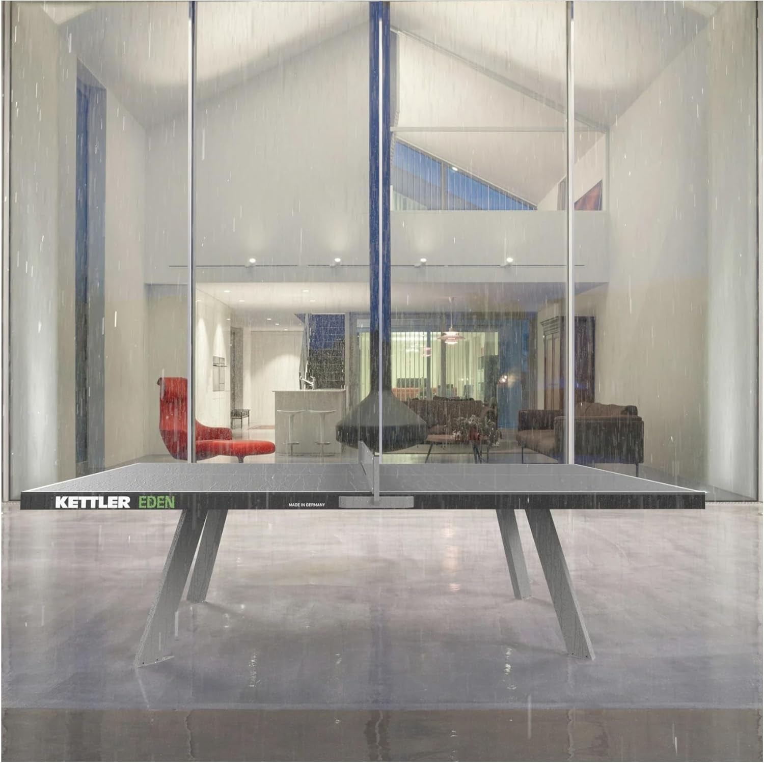 Eden Weatherproof Stationary Outdoor Table Tennis Table with Galvanized Steel Legs and Permanent Net and Post System