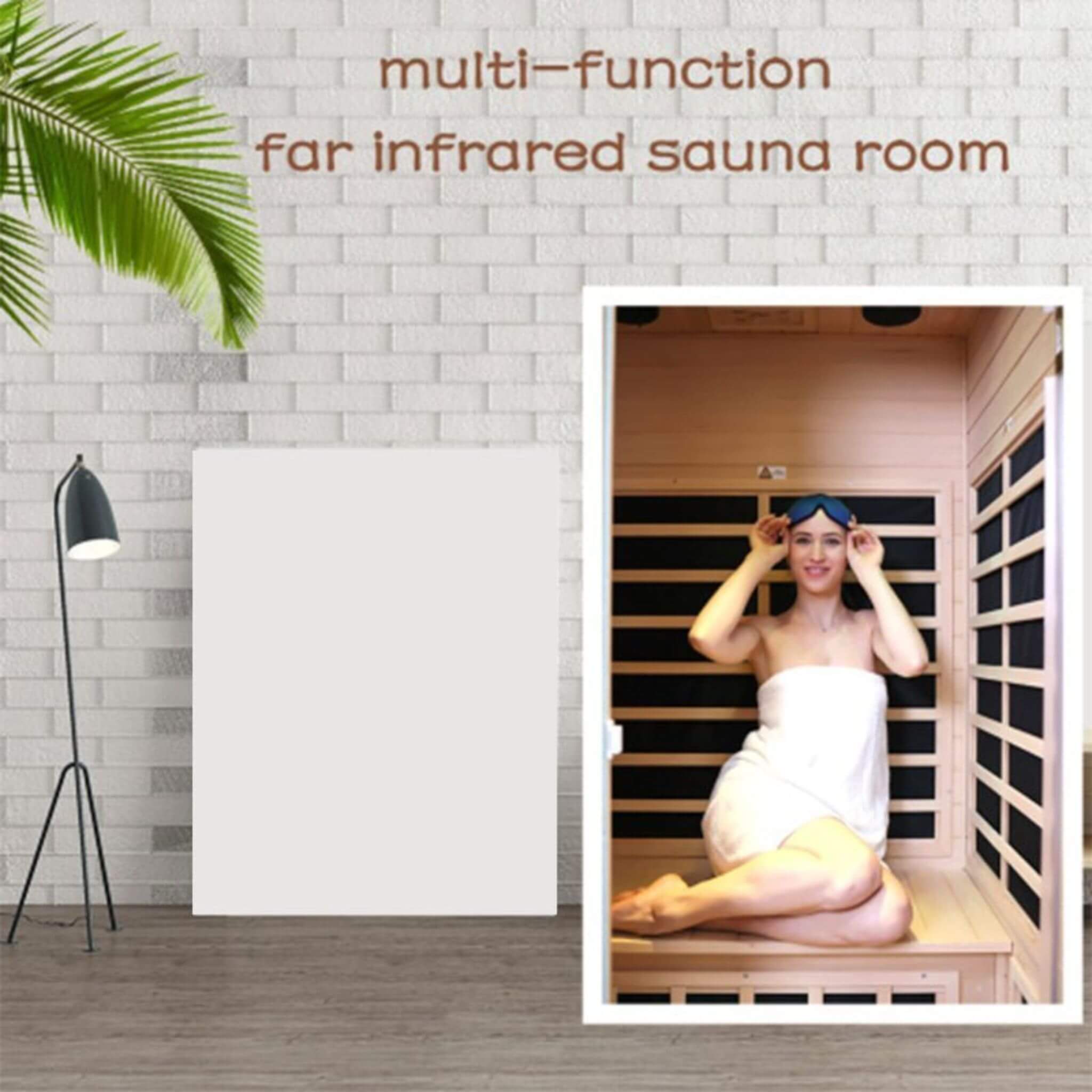 Thermora Luxury 2-Person Hemlock Wood FAR Infrared Sauna Room W/ Glass Door, 1750W (SAK81525)